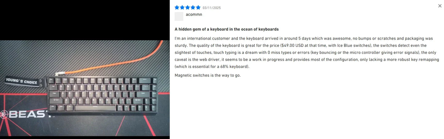MCHOSE ACE 68 Magnetic Switch Gaming Keyboard Hall Effect Rapid Trigger Programmable RGB 8K Hz DKS/MT/TGL/RS/SOCD Keyboard