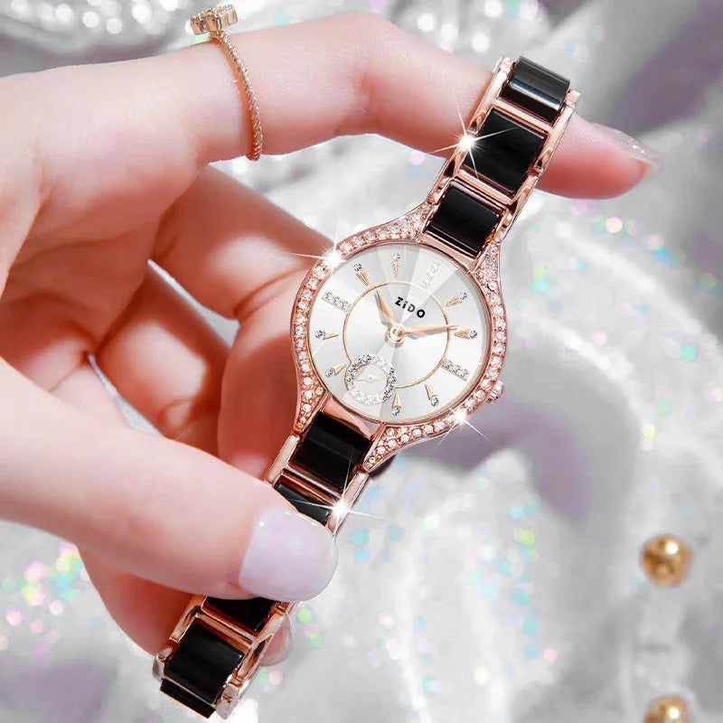 Watch for Women Brand Retro Light Luxury Waterproof Diamond Inlaid High Quality Stainless Steel Female Fashion Clock Watch