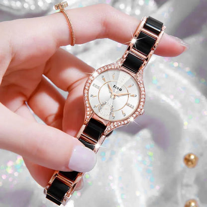 Watch for Women Brand Retro Light Luxury Waterproof Diamond Inlaid High Quality Stainless Steel Female Fashion Clock Watch