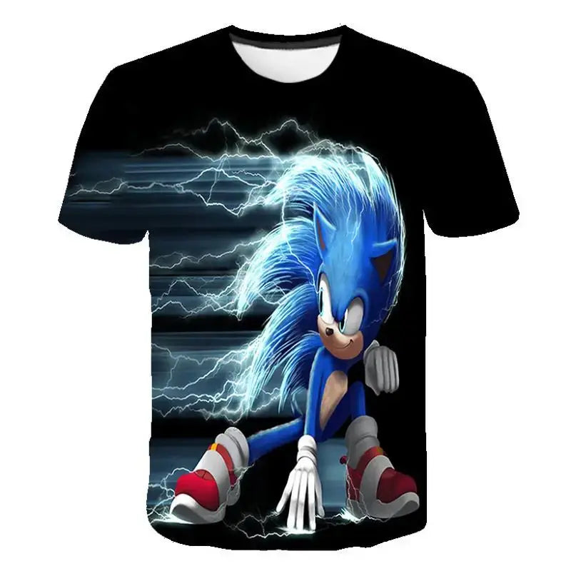 2026 Anime Cartoon Sonic The Hedgehog 3D Printed Casual Fast Drying Breathable Comfortable Parent Child Short Sleeve T-shirt