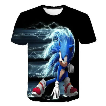 2026 Anime Cartoon Sonic The Hedgehog 3D Printed Casual Fast Drying Breathable Comfortable Parent Child Short Sleeve T-shirt