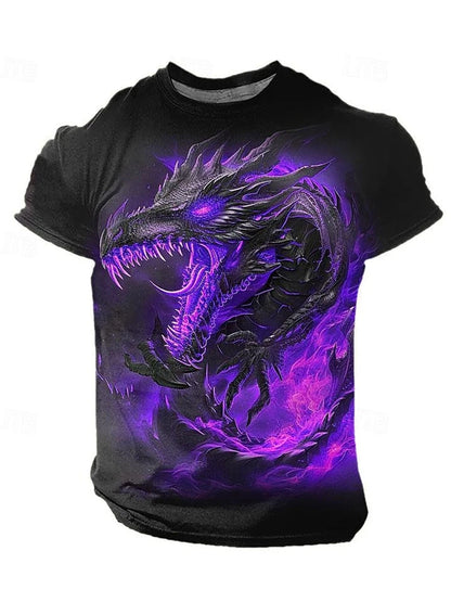 2024 Summer Street Style Fashion Men's T-shirt Urban Everyday Casual Short-sleeved Top 3D Dragon Print Men's Outdoor T-shirt