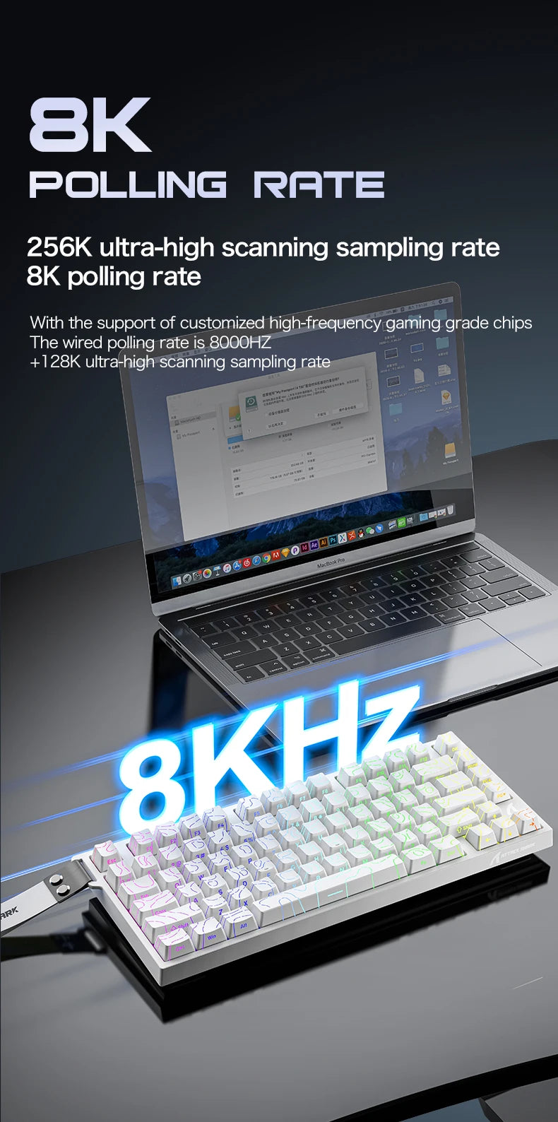 Attack Shark R82HE Wired RGB Magnetic Switch Keyboard, 256K Scan Sampling Rate, Accuracy 8K Return Rate