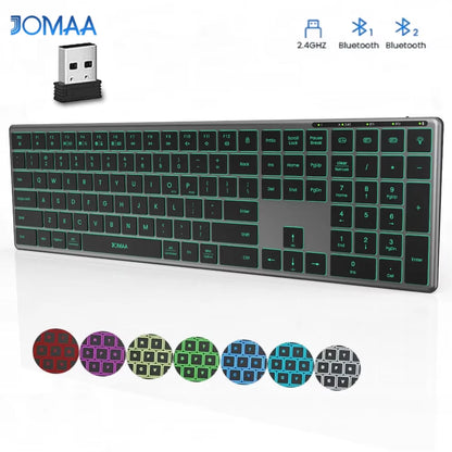 Backlight Bluetooth Keyboard Multi-Device Full Size Wireless Keyboard with Number Pad,Rechargeable Slim Multimedia Keyboard