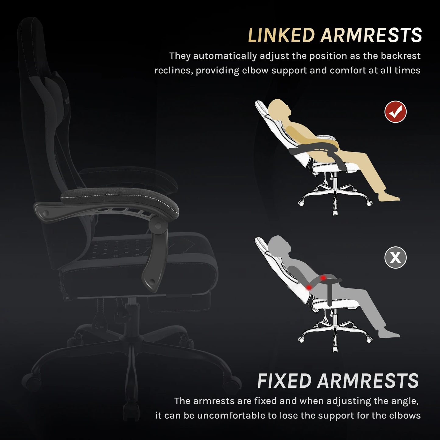 WOLTU snurrbar datorstol med massagefunktion, ergonomisk kontorsstol med kudde och fotstöd, höjdjusterbar gamingstol