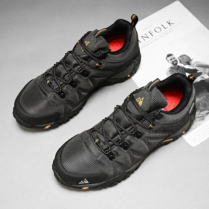 HIKEUP miesten neljän vuodenajan vaelluskengät – ulkoiluun ja urheiluun, aitoa nahkaa, kulutusta kestävät kiipeilykengät, kumipohjaiset trekking-sneakerit