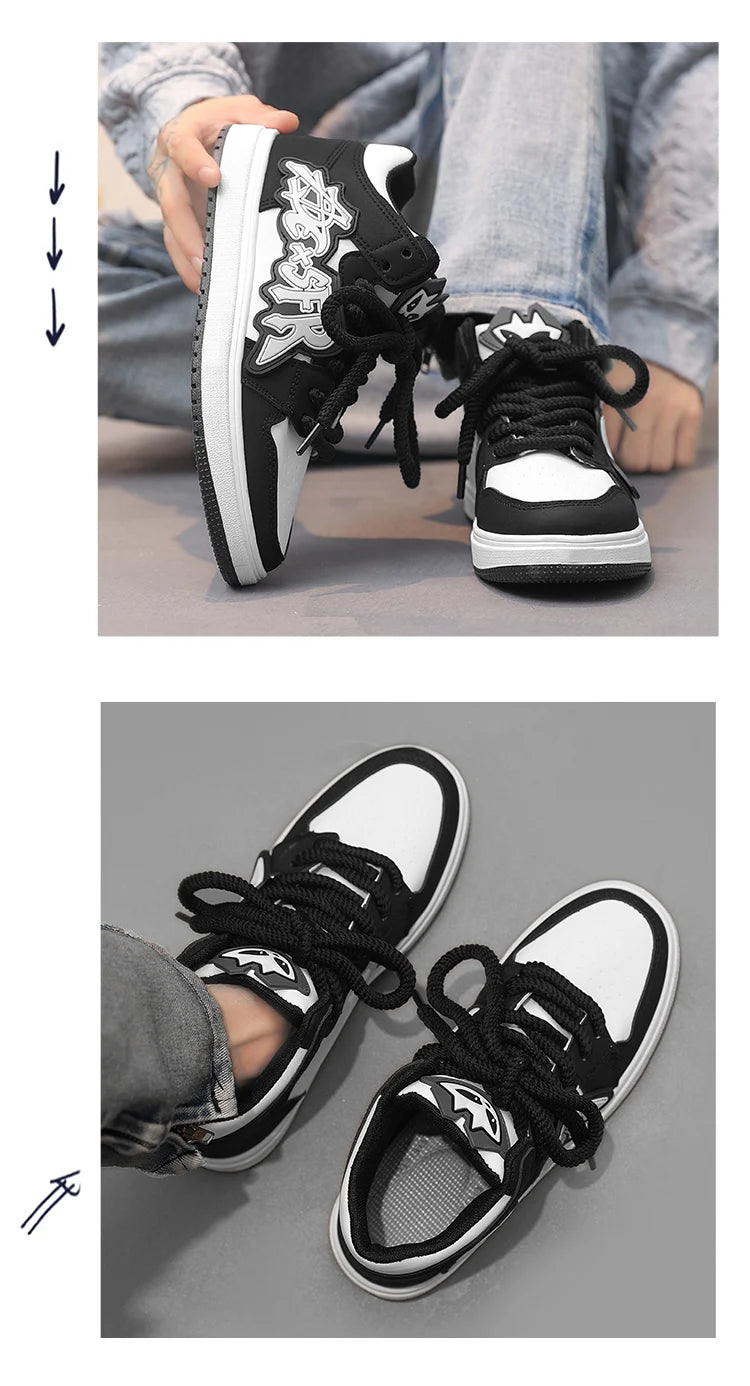 Fashion Blue Designer Skateboard Shoes Men Streetwear Hip hop Sneakers Men Luxury Platform Skateboard Sneakers Men basket homme