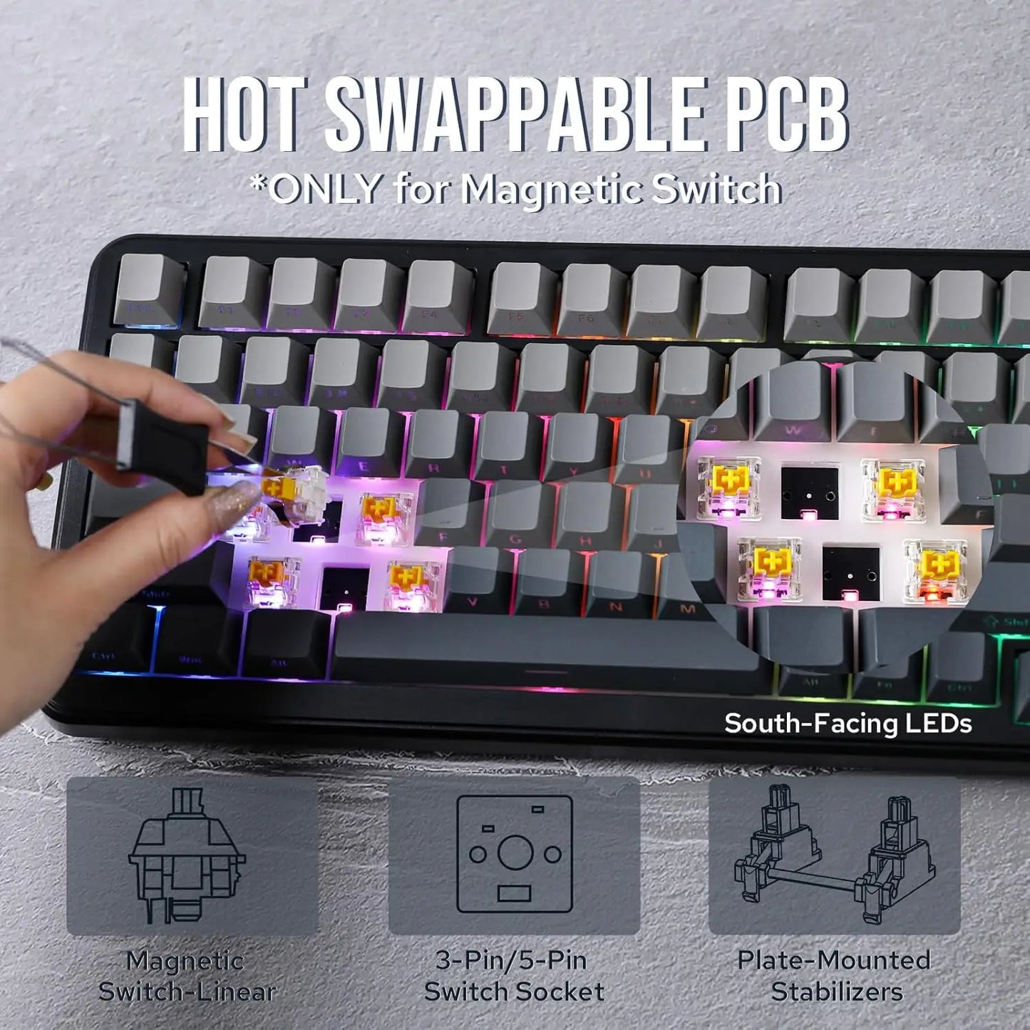 AJAZZ AK820 MAX New Magnetic Switch Type-C-Wired Only-Computer Gaming Keyboard Upgrade Gasket Mechanical Keyboard Cool RGB