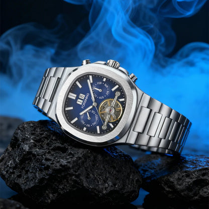 Forsining 481 Man New Tourbillon  Brands Watch Week Date Automatic Movement Mechanical Watches Stainless Steel Waterproof Clock
