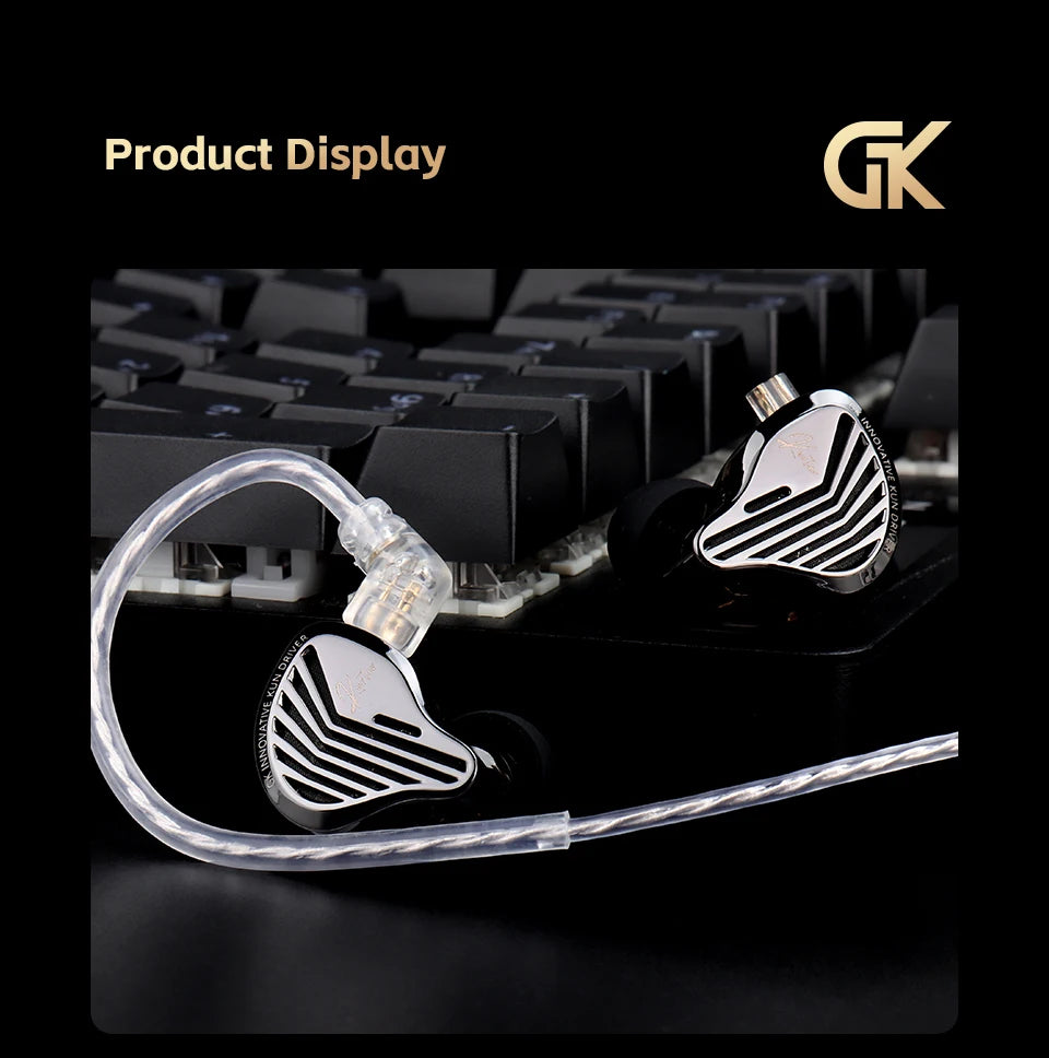 GK KUNTEN HiFi Dynamic Driver Earphones Wired In-Ear Headphones with Microphone, Detachable Cable DJ Music Earbuds, Professional HiFi Audio Earphones