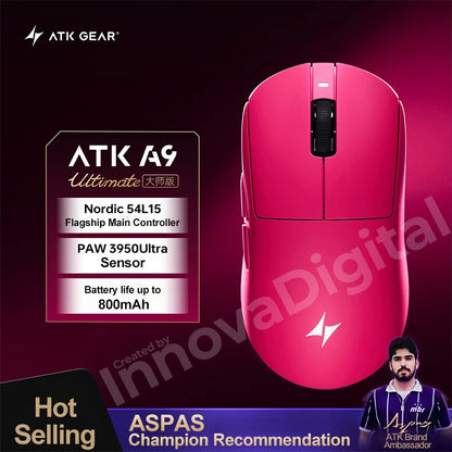 ATK Dragonfly A9 Ultimate bezdrátová herní myš A9 Air PAW3950 ultralehká ergonomická e-sportovní myš pro hráče FPS CSGO A9 Ultra