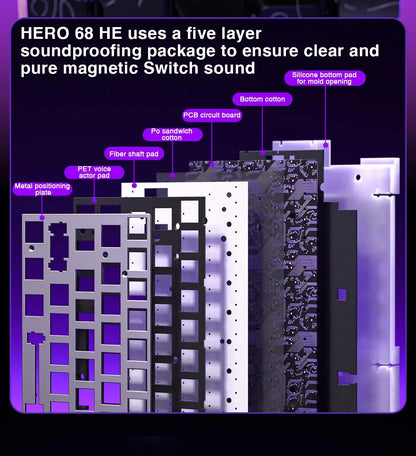 AULA HERO 68HE Magnetic Switch Keyboard RGB Gaming Mechanical Keyboard, 8K Rapid Trigger Wired Gaming Keyboard with Hot-Swappable Magnetic Switches, PBT Keycaps, 68-Key Esports Keyboard