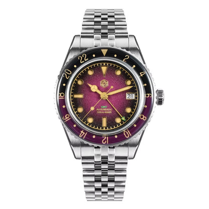2025 New San Martin SN0134 Men Watch NH34 GMT Sandwich Dial 40mm Bidirectional Sapphire Bezel Luxury Sports Watch 20Bar Watches