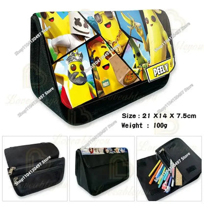 Fortnites Anime Pencil Bag Kawaii PencilCase Large Capacity Waterproof Handheld Cosplay Pencil Pouch Office Stationary Gift Toy