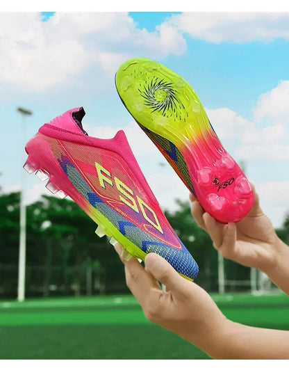 Nouvelles chaussures de football pour hommes, de haute qualité, très vendues, antidérapantes, mi-hautes, légères, pour l'extérieur, crampons de match, pour l'entraînement sur gazon.