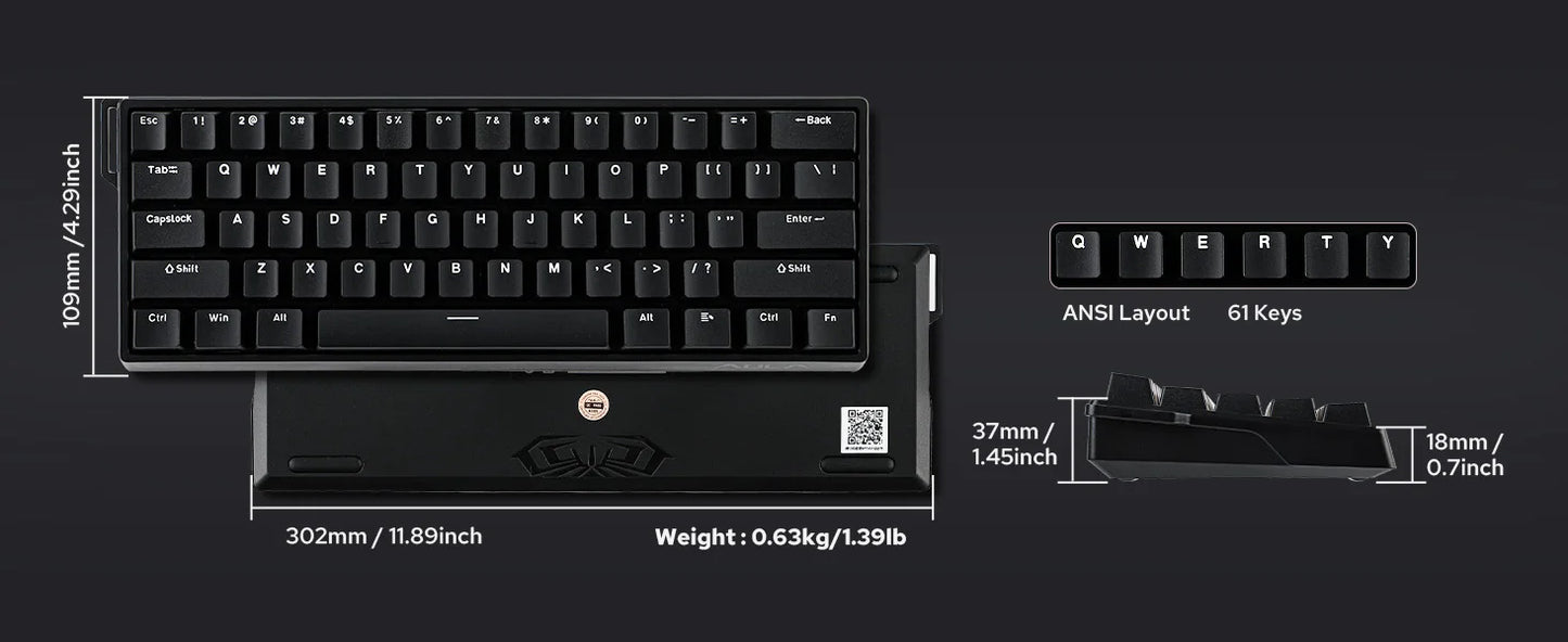 AULA WIN60 HE/WIN60 HE MAX 60% Hot-Swap Tray-Mount Structure Wired Mechanical Keyboard with Hall Effect Magnetic Switch