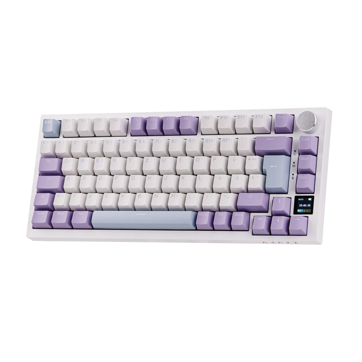 ISO-DE Layout AJAZZ AK820 PRO 75% QWERTZ German Layout Mechanical Keyboard Tri-Modes Wireless Keyboard with TFT Screen NKRO RGB