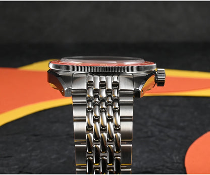 Relógio Automático Masculino San Martin 39.5mm Edição Limitada com Mostrador Full Lume NH34 GMT 6H Data 10Bar Luxo Kol Saati SN0116W