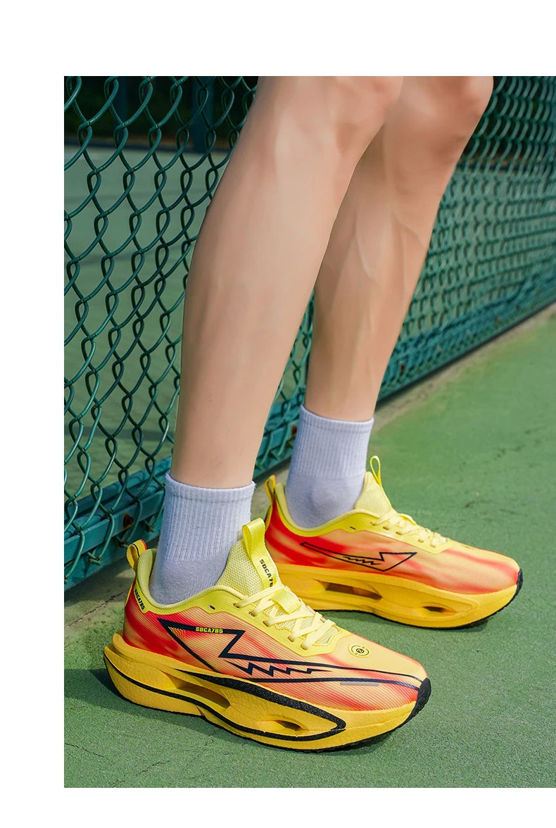 Løbesko til maraton, specialudgave til mænd, sportssko med kulfiberplade, åndbare, ultralette, komfortable, atletiske, støddæmpende, stabile sneakers til kvinder
