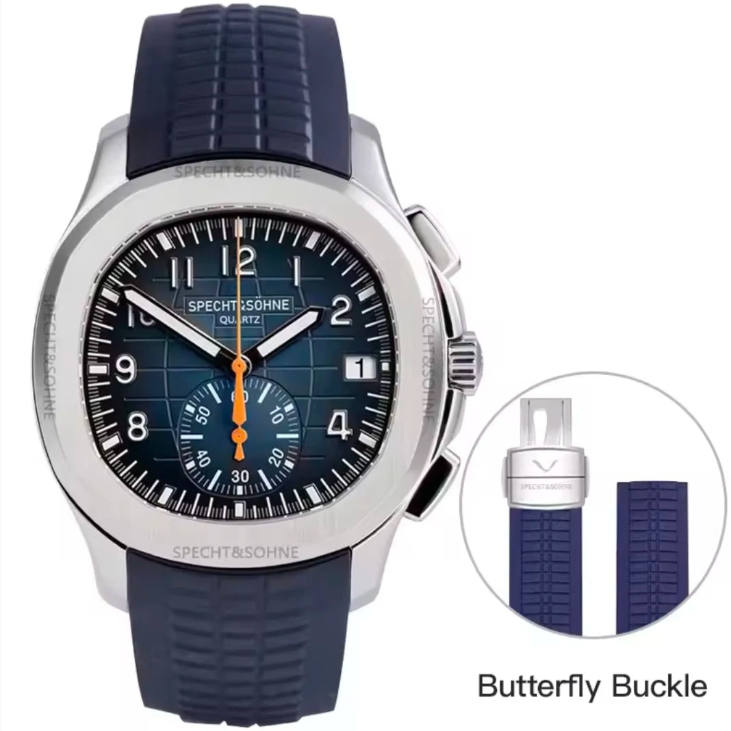 2026 New Specht&Sohne Men's Watches Quartz Watch Top Brand Luxury Chronograph Sport Rubber Luminous 5Bar Waterproof Men's Watch