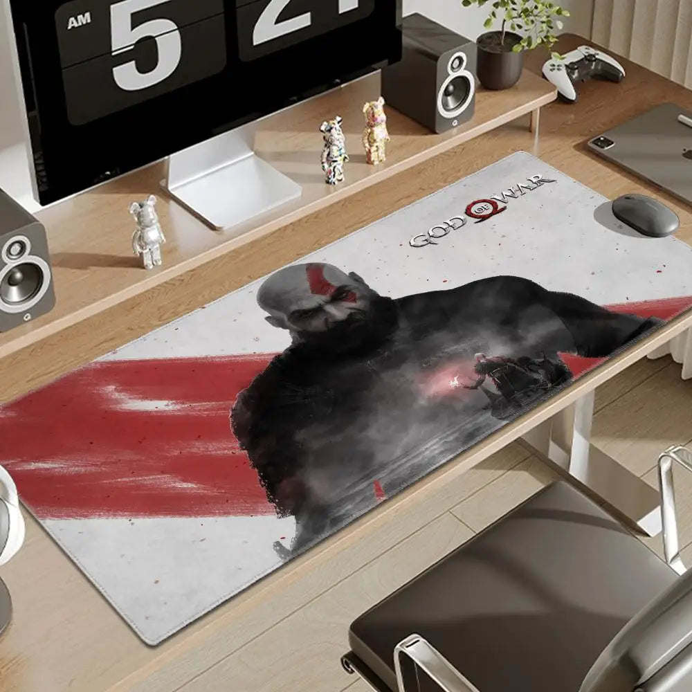 Xxl Mouse Pad God of War Desk Mat Gaming Accessories Keyboard Computer Mousepad Gamer Large Pc Cabinet Office Table Carpet Rug