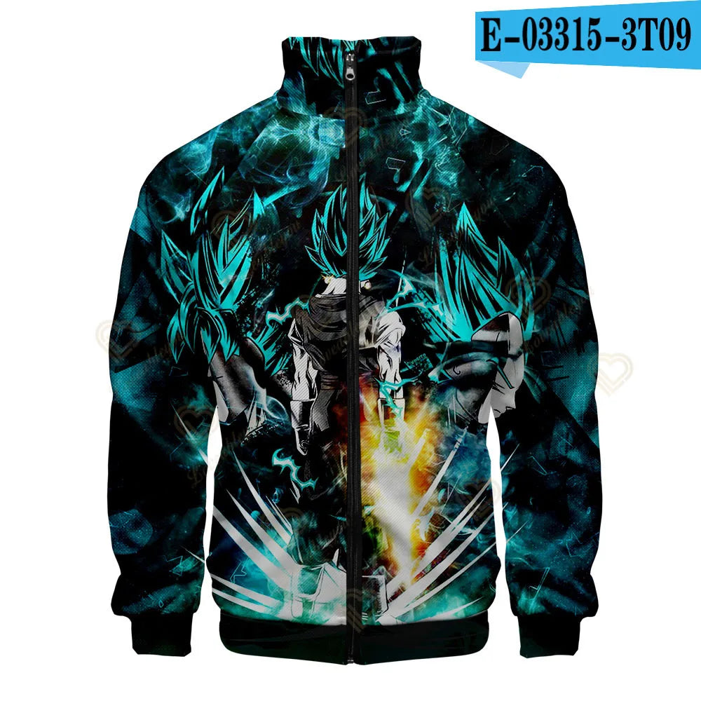 New Fashion Dragon Ball Print Stand Collar Zipper Hoodie Men Women Zipper Hoodies Jackets Long Sleeve Sport Hip Hop Sweatshirts