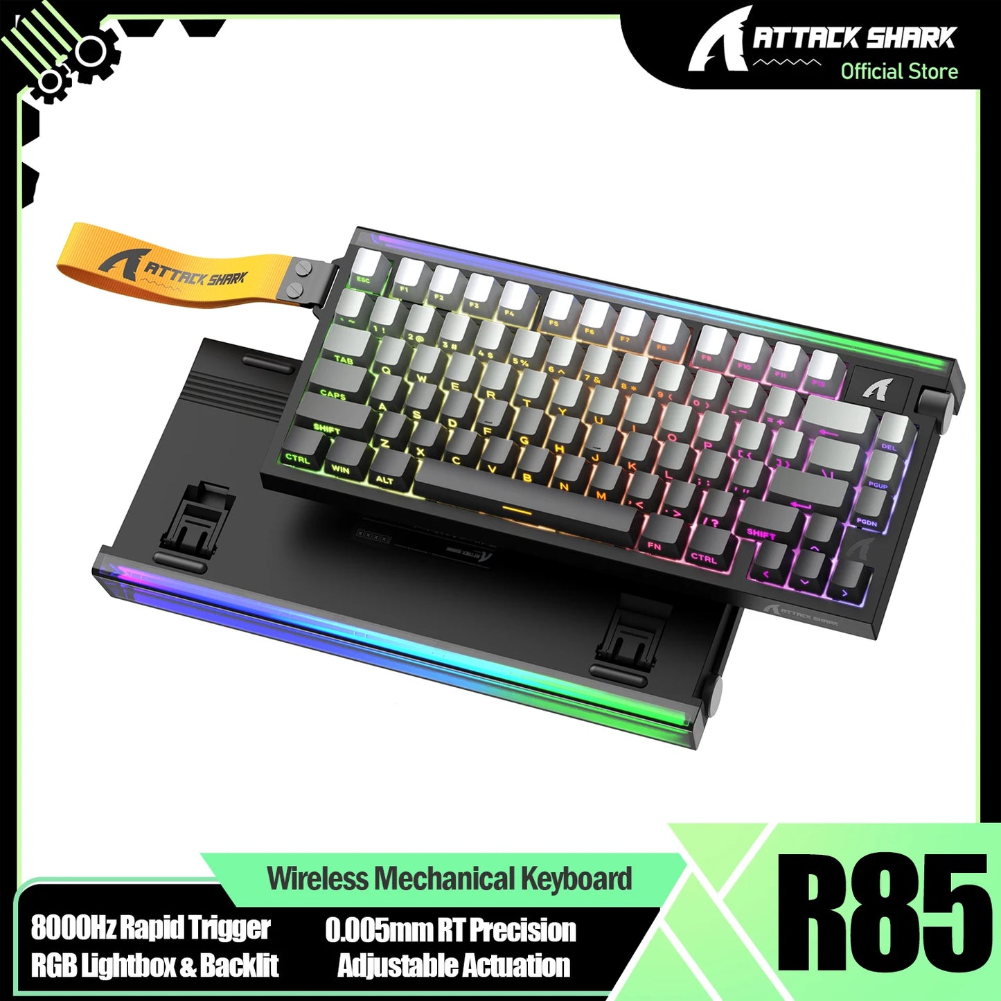 ATTACK SHARK R85 HE 8000Hz RGB Rapid Trigger Keyboard, 0.005mm RT Accuracy Wired Gaming Keyboard, Hall Effect Magnetic Switch