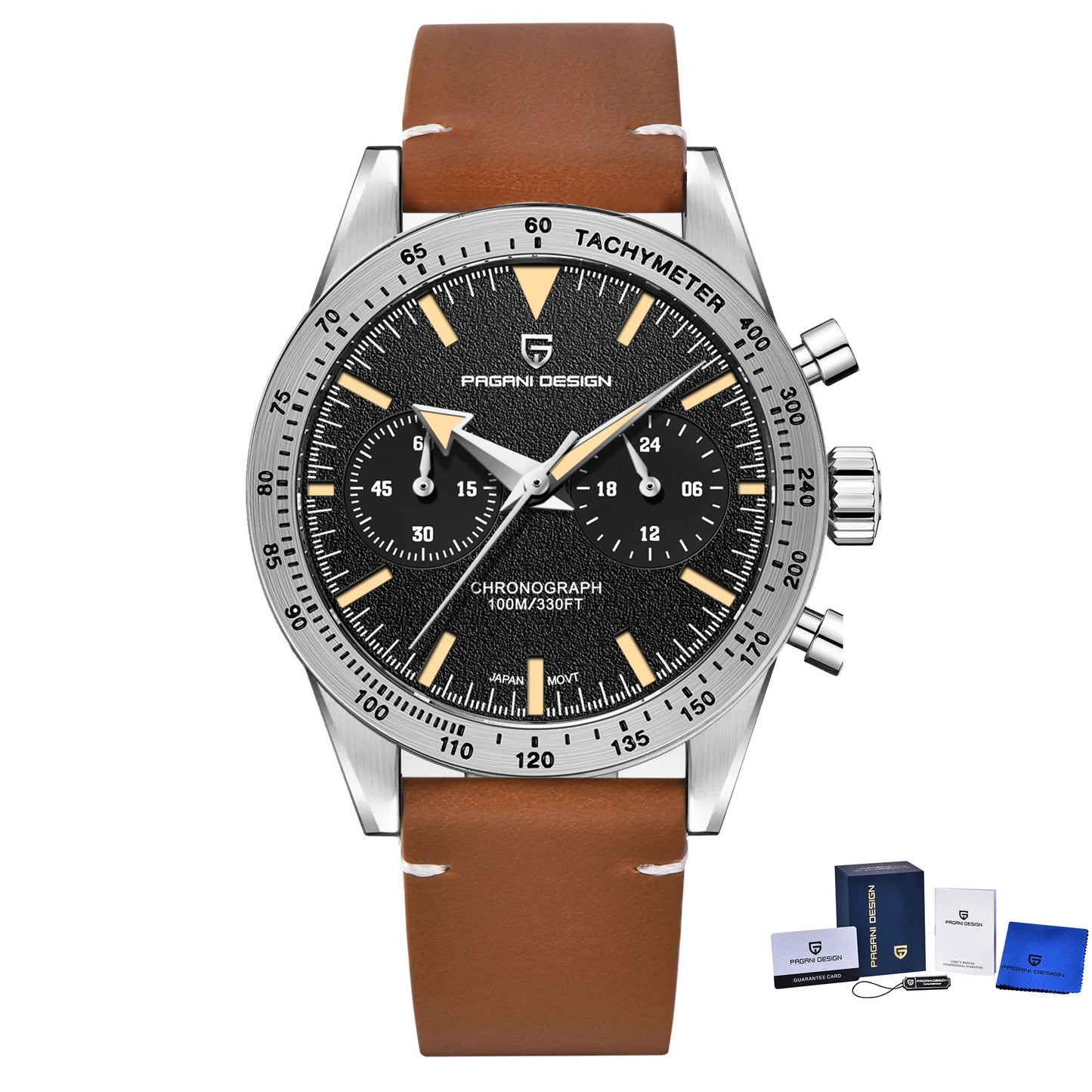 PAGANI DESIGN 2024 New Wide Arrow Moon Men's Watches Luxury Quartz Watch For Men Sport Retro Chronograph VK64 AR Sapphire Glass