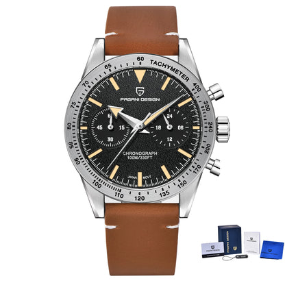 PAGANI DESIGN 2024 New Wide Arrow Moon Men's Watches Luxury Quartz Watch For Men Sport Retro Chronograph VK64 AR Sapphire Glass