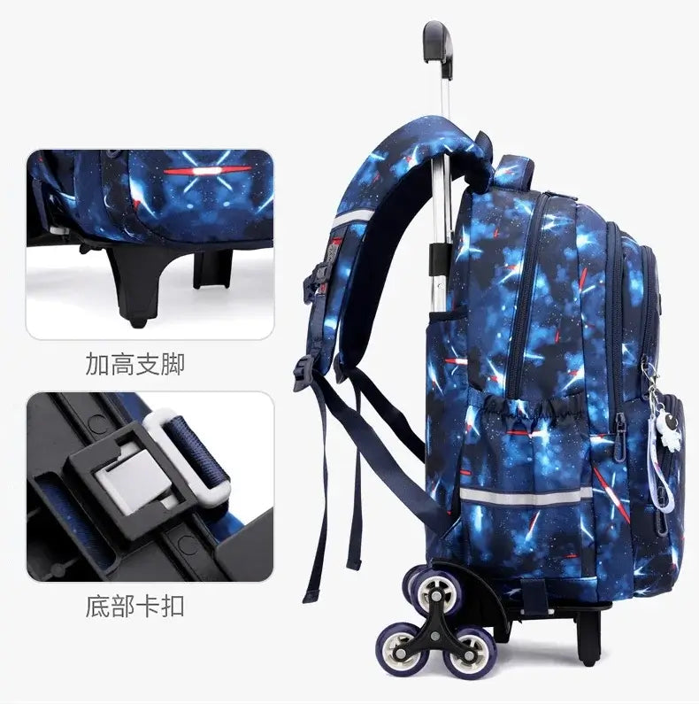 Fortnite Trolley Bag Easy Stair Climbing Anime Waterproof Wheeled Backpack Large Capacity Student Schoolbag Casual Travel Bag