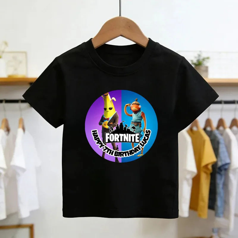 Fortnites Theme Cartoon Printed T-Shirt Summer Child White Cotton T-Shirt Cartoon Hot Game Fortnite Short Sleeve