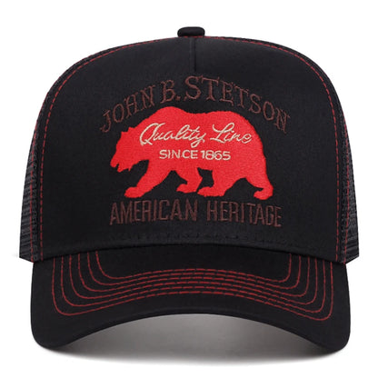 2025 Creative New Baseball Hat STETSON Red Bear Truck Hat Outdoor Sports Sunshade Hat Street Hip Hop Hat Daily Commuter Net Hat