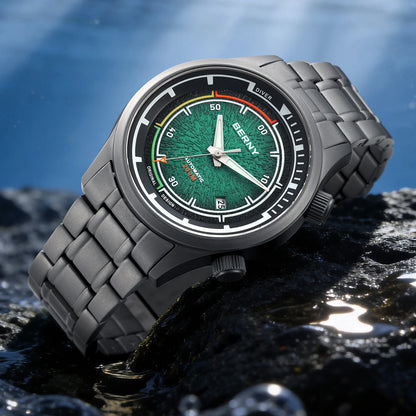 BERNY Automatic Diving Watches for Men Full Titanium Lightweight Super Luminous Mechanical Men's Diver Watch 20ATM Sapphire
