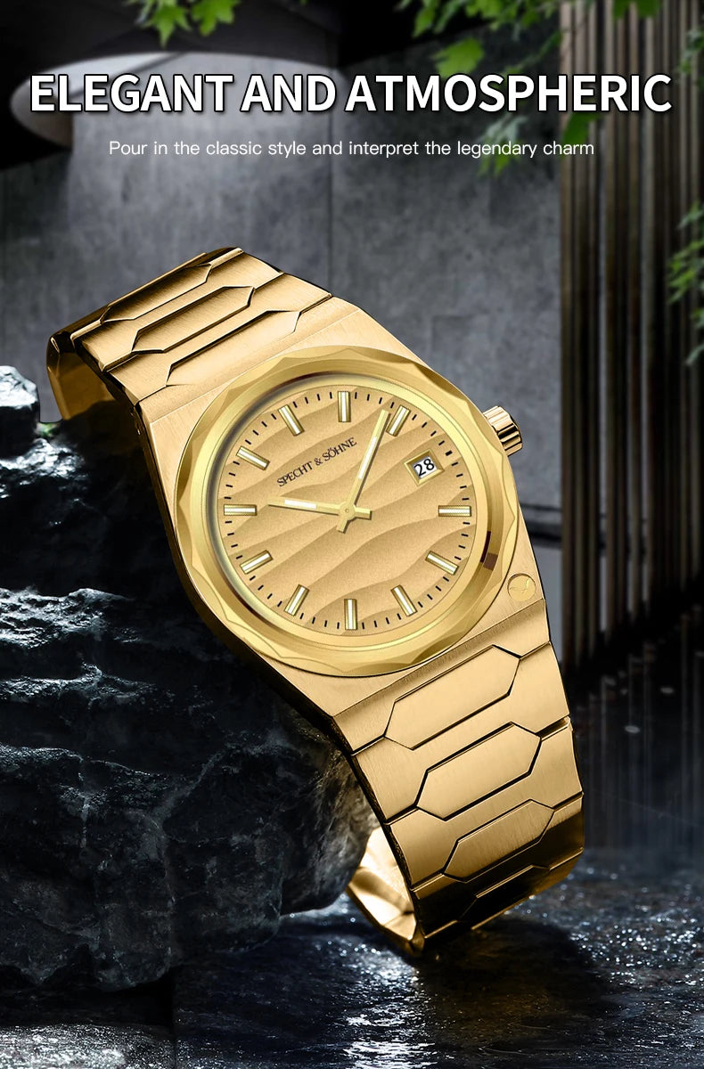 2025 New Arrivals Specht & Söhne 222 Gold Watches For Men Super Slim Steel Sapphire Classic Quartz Watch Relogio Masculino 37MM