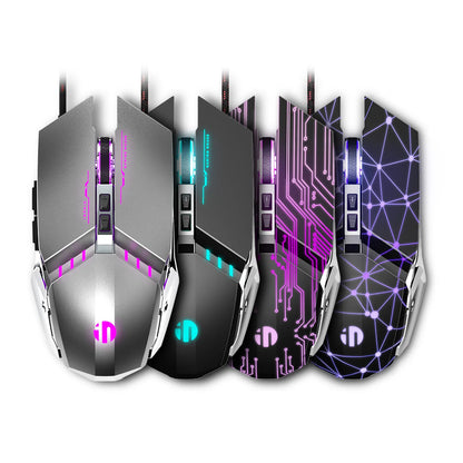 INPHIC W2 Gaming Mouse Silent Click USB Optical Wired Mouse 4800DPI Ergonomic Mice 6 Programmable Buttons RGB Breathing LED PC