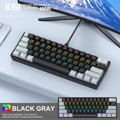 61 Keys RGB Mechanical Keyboard Wired K61 Mini Keyboard 60% Portable Black,White, Red/Blue Switch for Gaming\Work