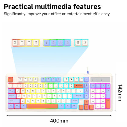 CASEPOKE 98 Keys Mechanical Keyboard for PC Laptop Office Silent Wired Keyboard with Backlit Volume Adjustment Gaming Keyboard
