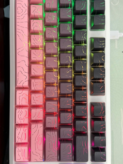 Topographic 4.0 Side Printed Keycaps Cherry Profile Double Shot PBT Keycaps for MX Switch Mechanical Keyboard with ISO Enter Shine Through Keycaps