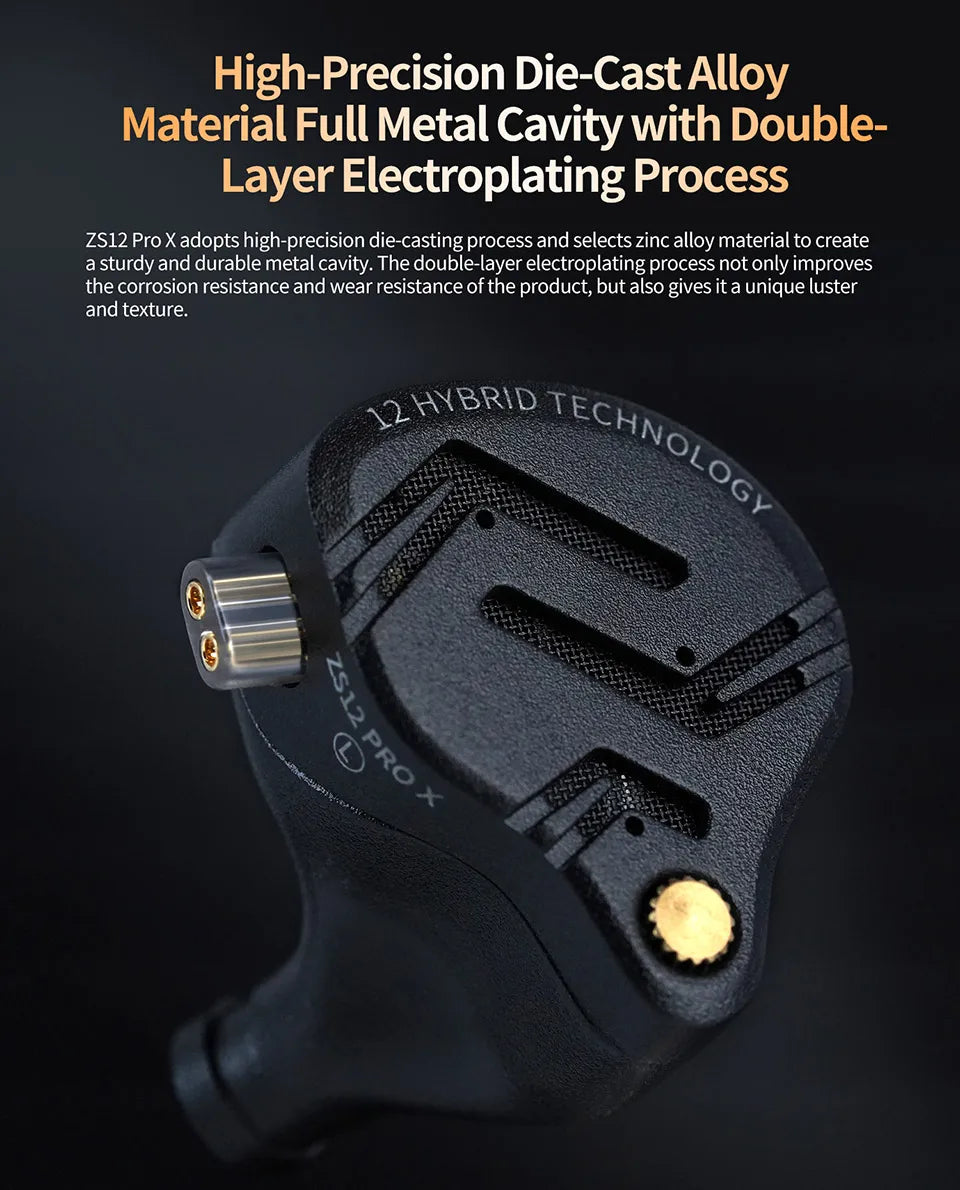 KZ ZS12 PRO X Hybrid Dynamic & Balanced Armature Technology IEM Earphone Upgrade HiFi Bass In Ear Headphone Tuning Wire Headset