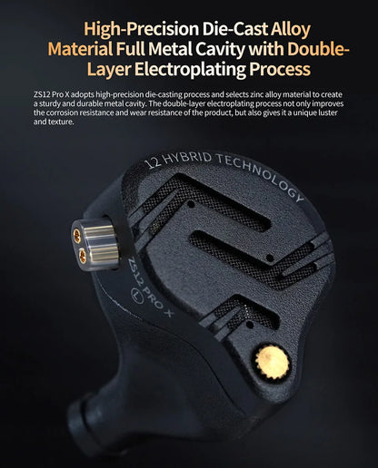KZ ZS12 PRO X Hybrid Dynamic & Balanced Armature Technology IEM Earphone Upgrade HiFi Bass In Ear Headphone Tuning Wire Headset