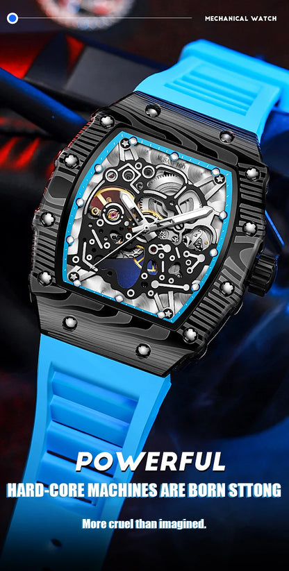 MUSANFIGO barrel shaped design, luxurious fully automatic mechanical men's watch, waterproof and luminous trendy watch