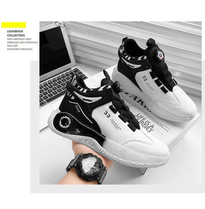 Herren-Sneaker mit drehbarer Schnalle – bequeme, rutschfeste Schnürschuhe für Outdoor-Aktivitäten