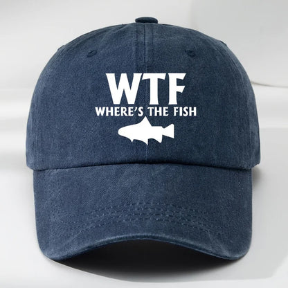 WTF fish print outdoor men's washed baseball cap retro duckbill cap sports casual baseball cap