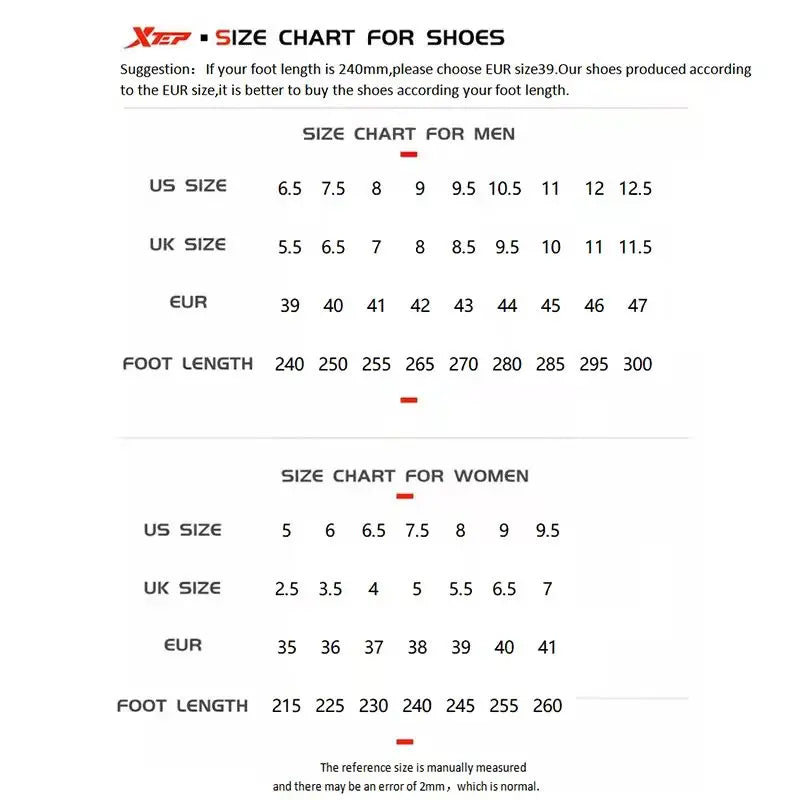 Xtep Men's Running Shoes Sports Shoes Men's Lightweight Shock Absorption Casual Shoes Student Shoes 879119110110