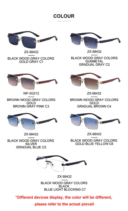 2026 Wooden Rimless Sunglasses Women Trendy Retro UV400 Protection Square Sunglass Men Brand Design Fashion Glasses Dropshipping