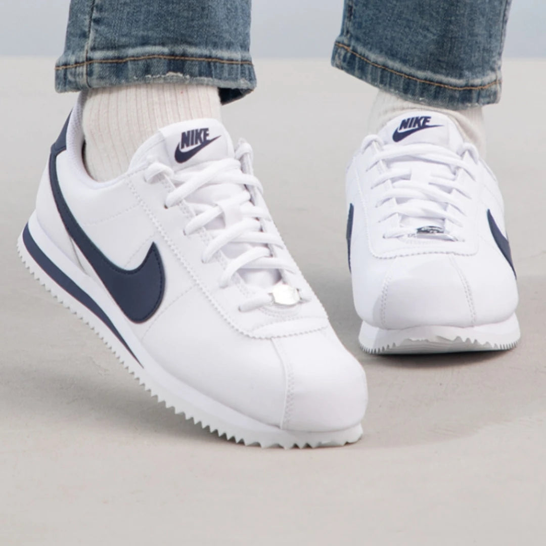 Nike Cortez Basic Sl – syntetická kůže, univerzální, módní, odolné, nízké, ležérní boty, bílé a modré, 904764-106