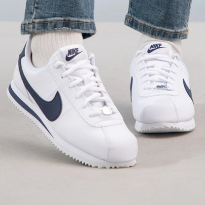 Nike Cortez Basic Sl – syntetická kůže, univerzální, módní, odolné, nízké, ležérní boty, bílé a modré, 904764-106