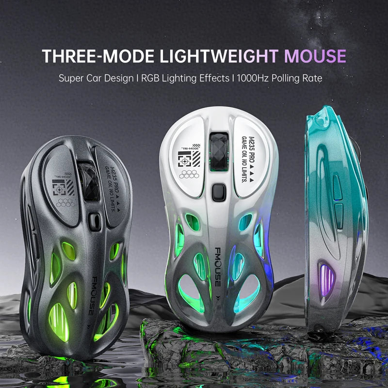 Draadloze 2.4G tri-mode RGB-gamingmuis met hol, lichtgewicht ontwerp, Chroma-verlichting, bekabeld, Bluetooth, e-sports muiscontroller