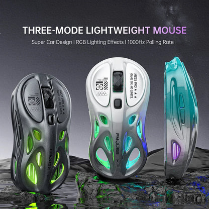Draadloze 2.4G tri-mode RGB-gamingmuis met hol, lichtgewicht ontwerp, Chroma-verlichting, bekabeld, Bluetooth, e-sports muiscontroller