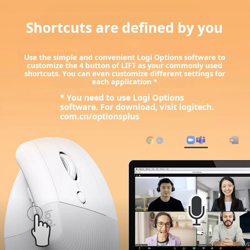 Logitech Lift Ergonomic Bluetooth Wireless Vertical Mouse Small Business Office Mouse Switch Between 3 Devices in Seconds
